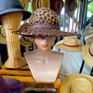 Glam leopard print real pelt hat, hand made in NYC